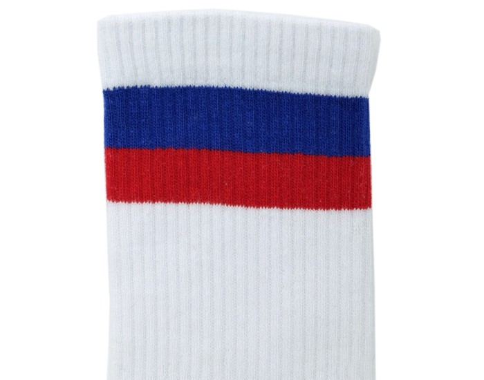 Носки высокие белые с синим и красным 3 пары