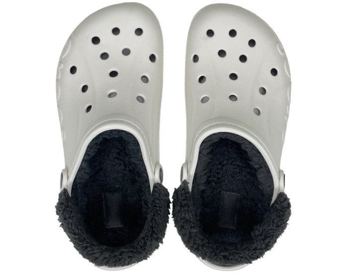 Crocs Baya Lined Fuzz Clog Утепленные Белые с темно-серым