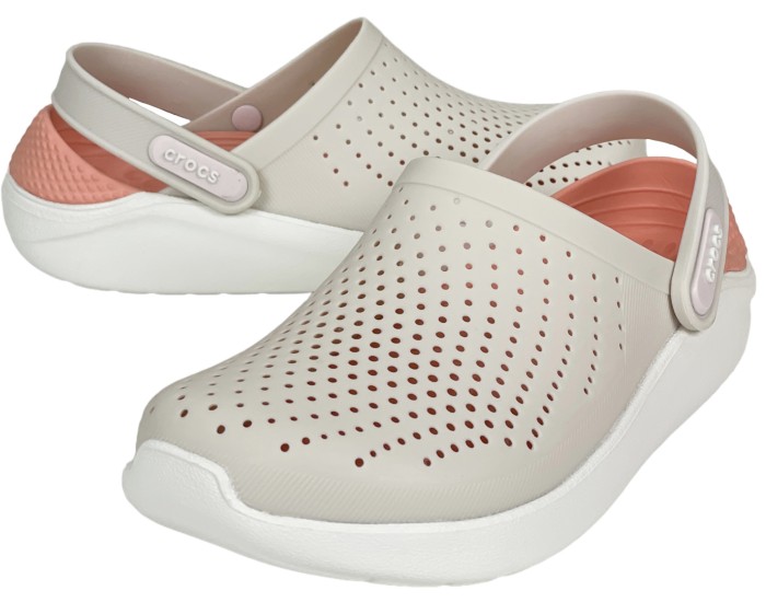 Crocs LiteRide Clog кремовые с розовым