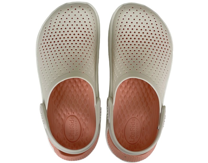 Crocs LiteRide Clog кремовые с розовым