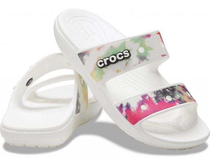Crocs Classic Tie-Dye Graphic Sandal Белые