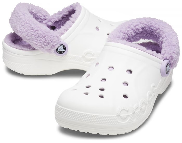 Crocs Baya Lined Fuzz Clog Утепленные Белые с лавандовым