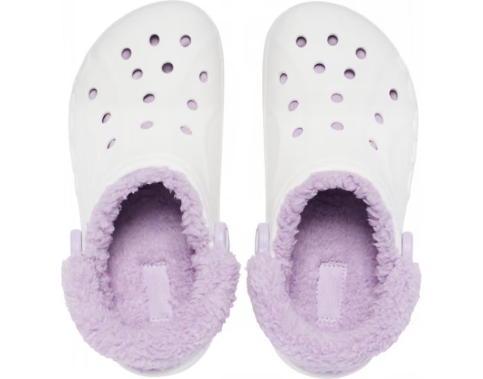 Crocs Baya Lined Fuzz Clog Утепленные Белые с лавандовым