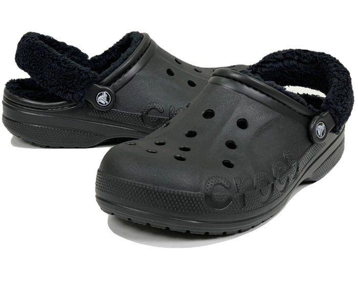Crocs Baya Lined Fuzz Clog Утепленные Черные