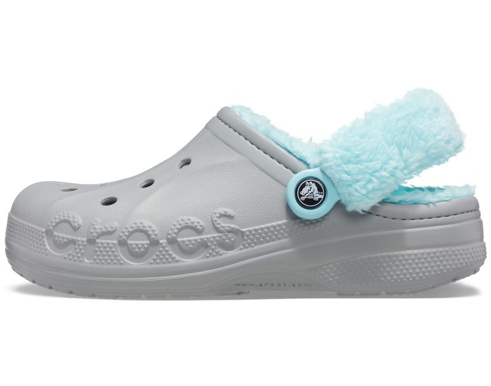 Crocs Baya Lined Fuzz Clog Утепленные Серые с голубым