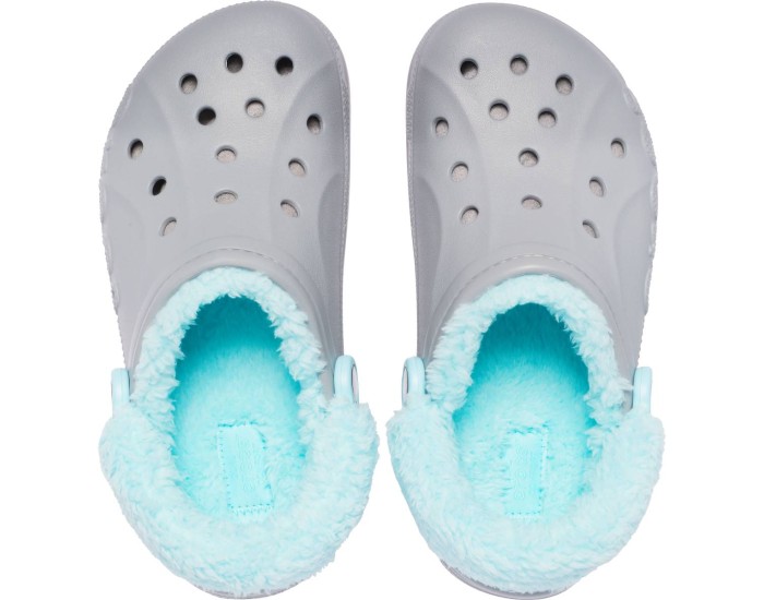 Crocs Baya Lined Fuzz Clog Утепленные Серые с голубым